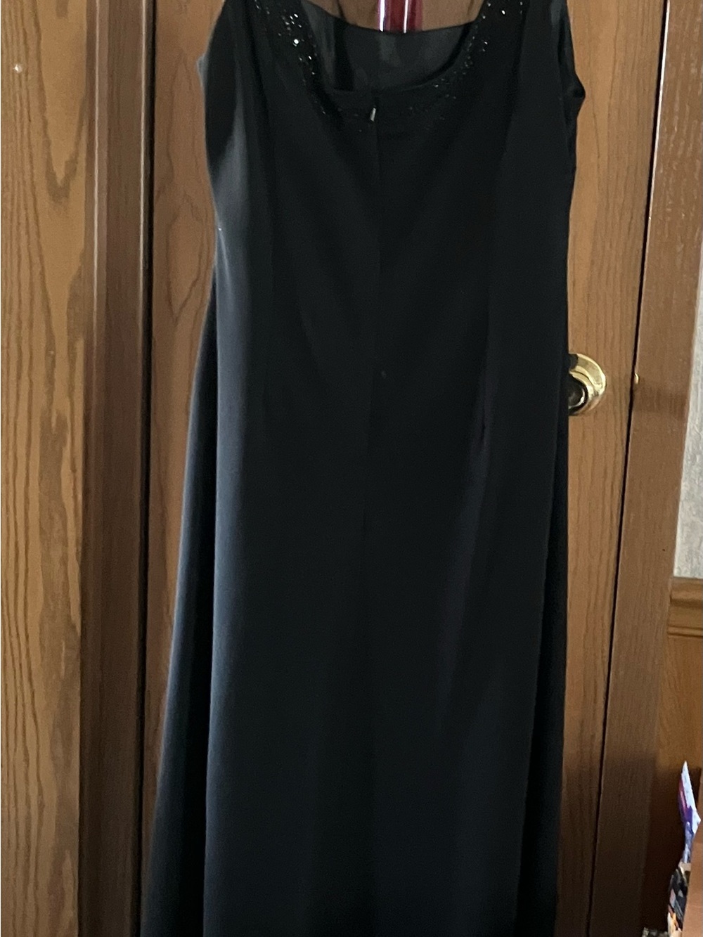 Black Sleeveless Maxi Dress with sheering and Beaded Neckline